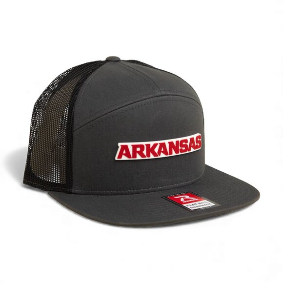 Arkansas Razorbacks ARKANSAS Red 3D Snapback Seven-Panel Trucker Hat- Charcoal - Picture 1 of 3